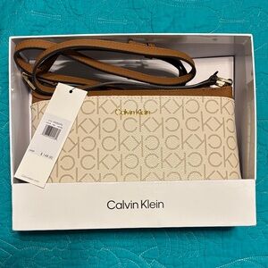 Calvin Klein Beige and Brown Crossbody Bag